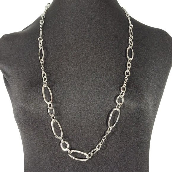 Banana Republic XOXO Silver Tone Chain Link Necklace Jewelry - Picture 1 of 4